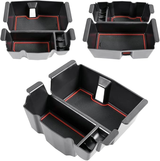 TACOBRO Center Console Organizer Compatible with Jeep Wrangler JL and JLU 2018-2023 2024 2025 Accessories, Gladiator JT Truck 2020 2021 2022-2025 Insert Tray Armrest Storage Box (Not for JK/JKU), Red