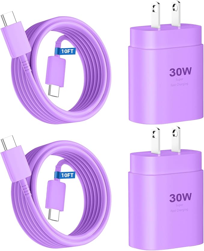 Phone 17 16 15 Charger Fast Charging,30W USB C Phone 17 16 15 Pro Max Charger Block &10FT Long Type C Cable Cord for i.Phone 17/17 Air/17 Pro/17 Pro Max/16/16 Plus/16 Pro Max/15/15 Pro Max,Purple