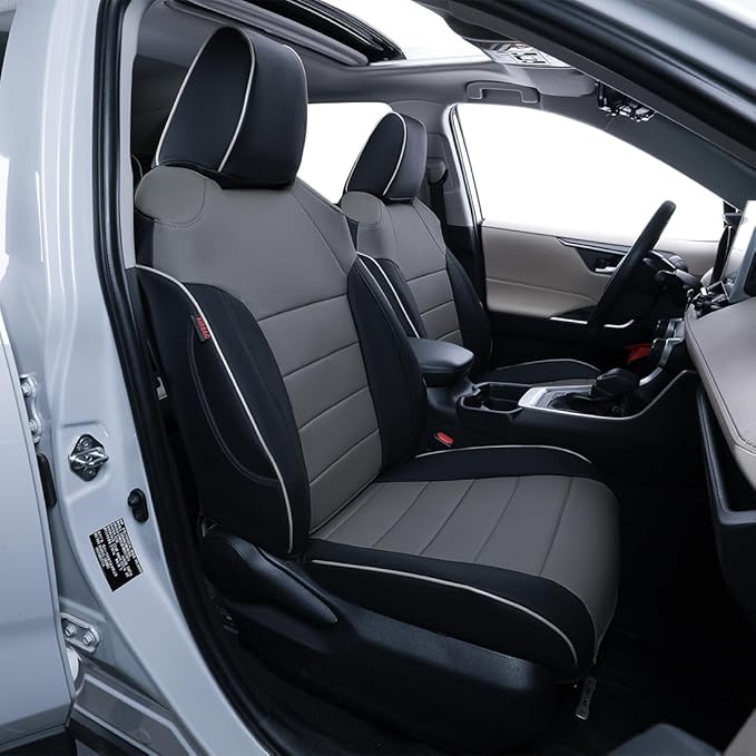 EKR Rav4 Seat Covers Custom Fit for Toyota Rav4 (Hybrid) LE/XLE Premium 2026,Waterproof Leather Car Seat Cover Full Set for SUV,Faux Leather(Black/Gray)