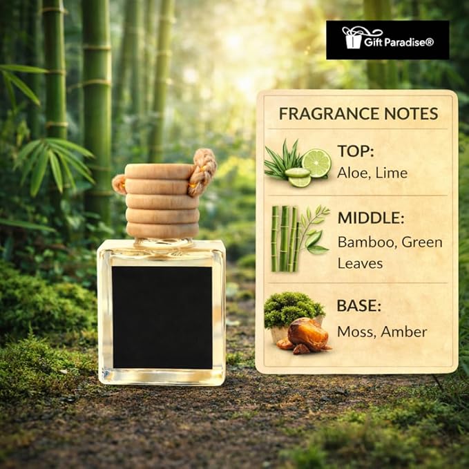 Gift Paradise® Himalayan Bamboo Car Air Freshener Set of 3 (10 ml Each), Hanging Diffuser with Velvet Bag, Clean Spa-Inspired Scent for Car, Closet & Home