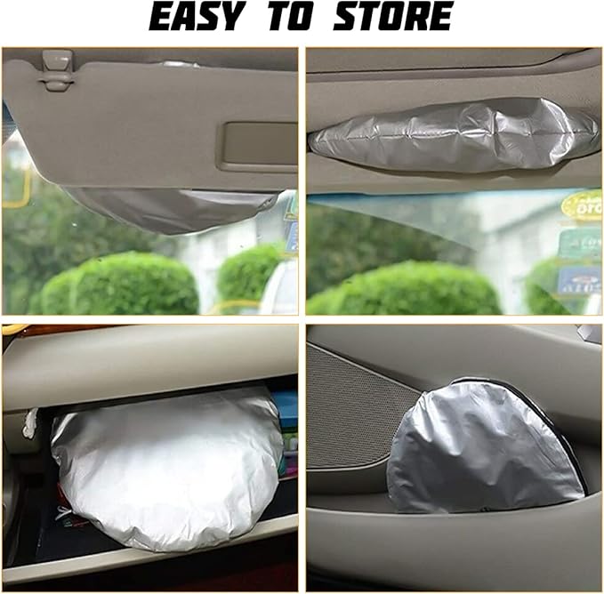 Car Window Shade, 6Pack Set Auto Sun Shades for Side Window Front and Rear Windshield with Storage Pouch for Car, SUV, Van, Truck, Full Sun Protection, Block UV Rays, Keep car Cool (59.5"x27.6"/6PCS)