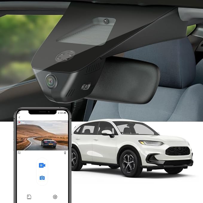 Fitcamx 4K Dash Cam Suitable for Honda HR-V 2023-2026 Sport LX EX-L (Gen3), OEM Factory Look, UHD 2160P Video, Built-in WiFi & APP, Loop Recording, G-Sensor, Night Vision, Easy to Install, 64GB Card