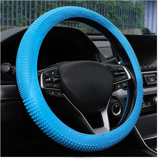 Steering Wheel Cover, Car Silicone Steering Wheel Protector, Anti-Slip Soft Odorless Wheel Covers, Universal 14-15 Inch Steering Wheel, Automotive Interior Accessories (Sky Blue)