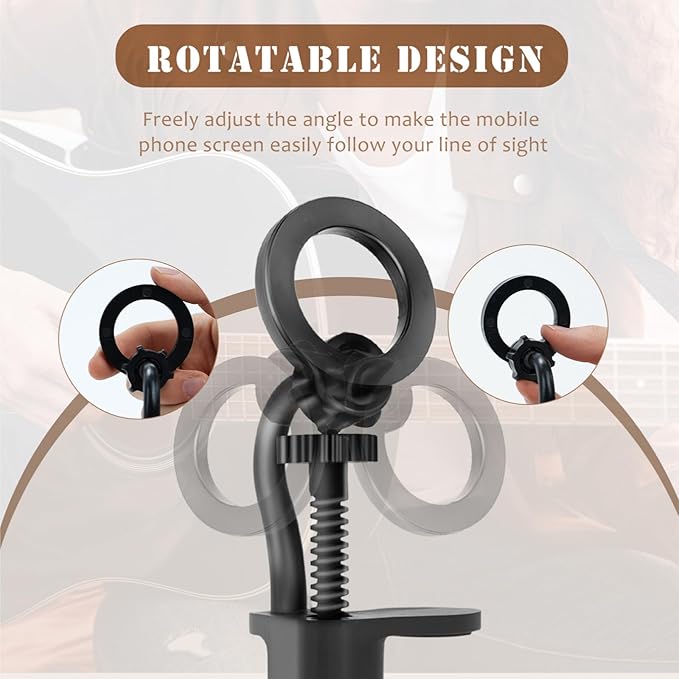 Magnetic Plus Guitar Phone Holder mount, Adjustable & Rotatable Arm, Supports iPhone 12+&Magsafe, Universal Phone Fit, Ideal for Digital Sheet Music, Teaching Videos, Live Streaming & Recording