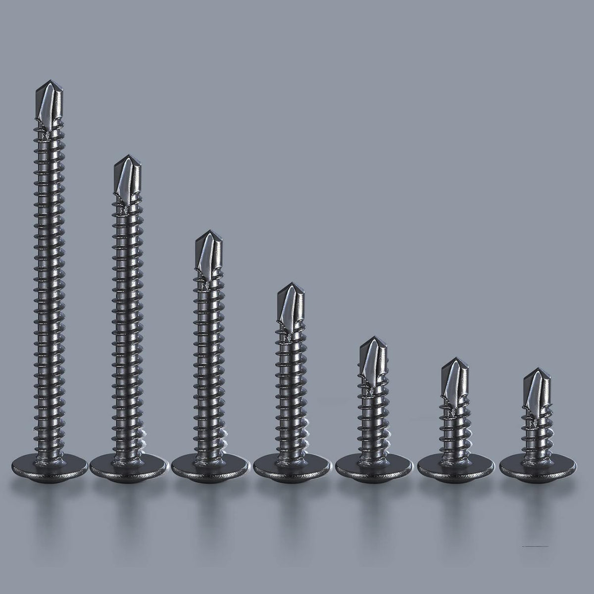 (100 pcs) Wensilon #10×2” for Sheet Metal Self-Tapping Screws 410 Black Stainless Steel Truss Head High-Strength Quick Tapping