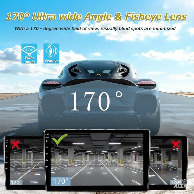 1080P Backup Camera for Car, 3MP 170° AHD CVBS Universal Rear View Camera with Night Vision & 4 Modes,12-24V, IP68K, Guide Line, Mirror/Normal Switch,Rear/Front/Side cam for car,SUV,truck, large truck