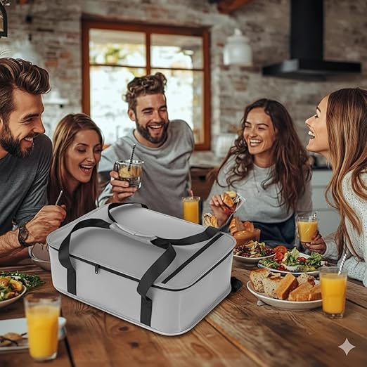 Bodaon Insulated Casserole Carrier Bag, Fits 9"x13" and 11"x15" Baking Dish with Lid, Casserole Carriers for Hot or Cold Food for Transport (Grey)