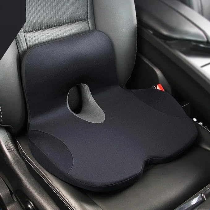 OUTMX Car Seat Cushion for CRV CR V 2023 2024 2025, Memory Foam Seat Cushion with Lumbar Support L-Shaped Ergonomic Non-Slip Pad Tailbone Pain Relief,Black-Normal