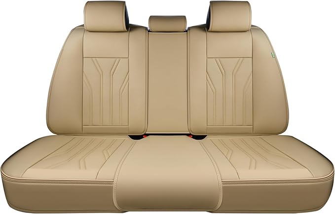 FLORICH Rear Seat Covers Leather Car Seat Covers Waterproof Back Seat Cover Automotive Seat Covers Universal Seat Cushion Protector for Most Cars Trucks SUV-Beige