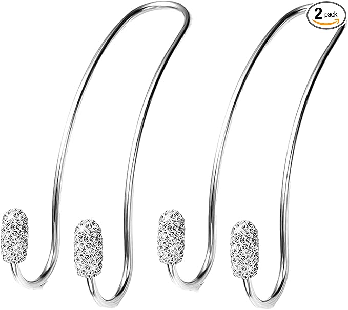 Guoord 2024 Upgraded Car Headrest Hook Decorations - 2pcs Bling Purse Hook Hangers, Stainless Steel Car Hangers and Durable Backseat Holder, Universal SUV Truck Vehicle (White)