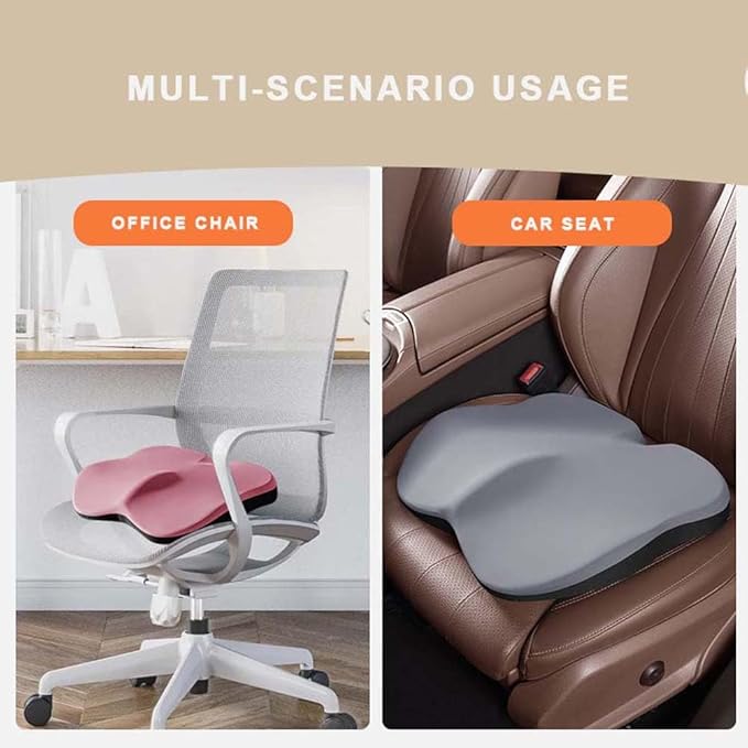 Adult Car Booster Seat Cushion, Memory Foam Car Seat Cushions for Driving, Non-Slip Automotive Seat Cushions for Sciatica & Lower Back Pain Relief