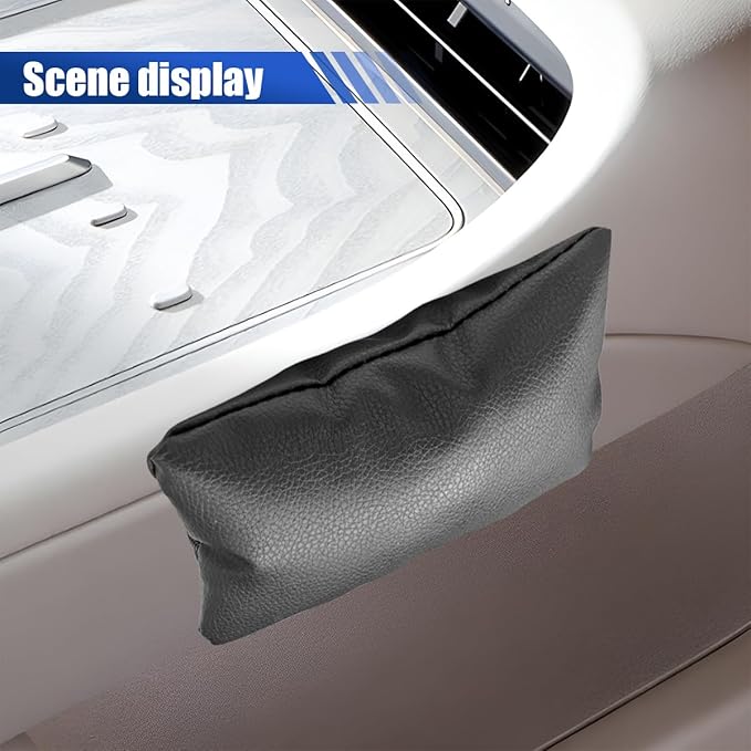 Car Knee Cushion Pad, PU Leather Automotive Center Console Elbow Armrest Pillow, Soft Auto Door Leg Support Pad Protector, Universal Vehicle Interior Comfort Accessories (Black)