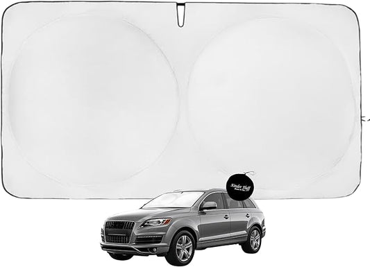 Windshield Sun Shade -Certified 99.87% UVB & 99.02% UVA Car Sun Shade. Award Winning Sunshade - Patented Technology | Compatible for Audi Q7 (2007-2015) | Car Shades by Kinder Fluff