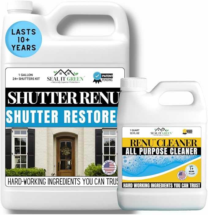 Premium Restorer-Restores Original Color & Rejuvenates Faded Shutters, Patio Furniture, Doors & More | Eco-Friendly |Lasts 10 Yrs.| Includes Powerful Cleaner | Gallon Kit