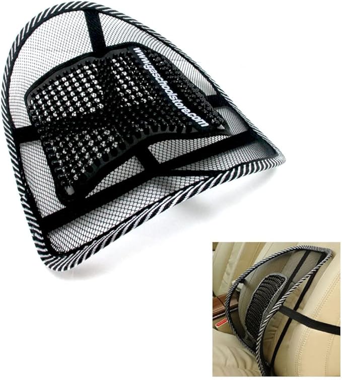 2 Pc Cool Vent Cushion Mesh Back Lumbar Support Car Office Home Chair Seat Black Mesh Back Lumbar Support, Back Support Seat Cushion with Breathable Mesh for Office Chairs Car 14.5" H x 16" W x 6" D