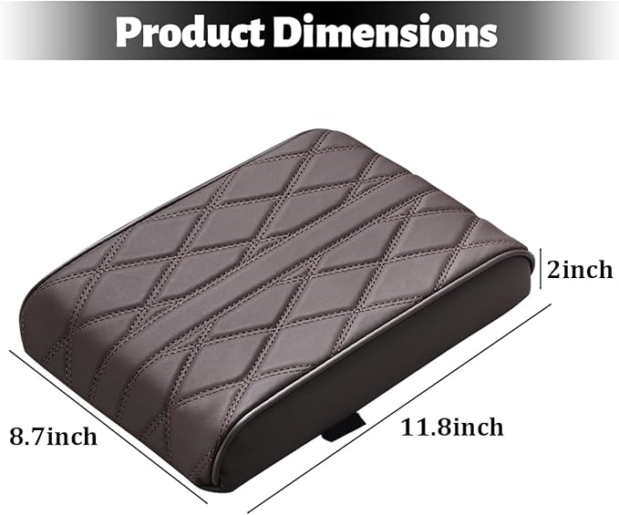 Car Center Console Cover, Memory Foam Leather Vehicle Armrest Seat Box Pad Protector, Comforable Waterproof Automotive Center Middle Cushion Mat Accessories, Universal Fit (Coffee)