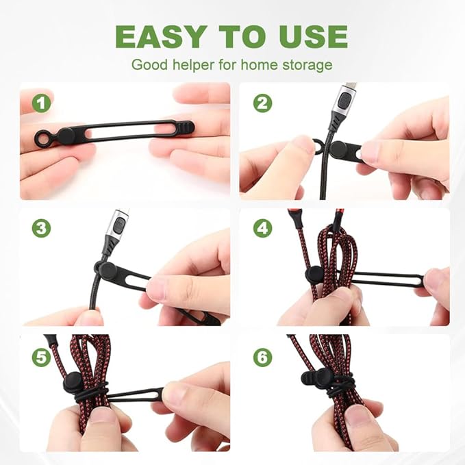 Data Cable Organizer, 2026 Upgrade Silicone Headphone Organizers, Silicone Cable Ties Reusable Cable Management Organizers Multipurpose Elastic Cord Organizer for Bundling and Fastening Cables (5Pcs)