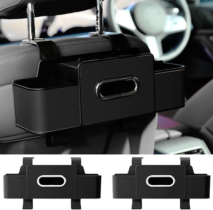 Car Organizers and Storage Box Behind Seat, Car Organizers and Storage Back Seat, With Multiple Pockets, Hanging Car Seat Storage Travel Essentials, Snacks, Bottles (Black * 2)