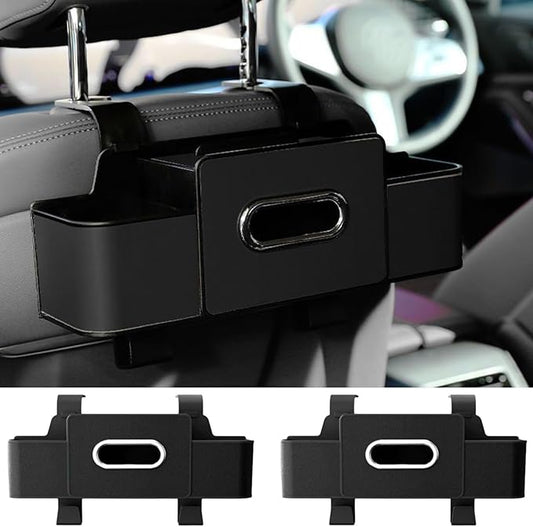 Car Organizers and Storage Box Behind Seat, Car Organizers and Storage Back Seat, With Multiple Pockets, Hanging Car Seat Storage Travel Essentials, Snacks, Bottles (Black * 2)
