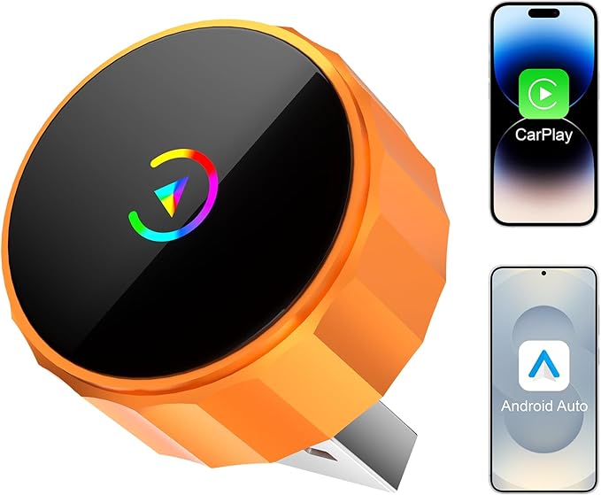 Wireless CarPlay Adapter2026 Upgrade-Suitable for Apple iPhone and Android, 2in1 mini USB Design, Plug and Play, with Fast and Stable Connection Between CarPlay and Android Applications.