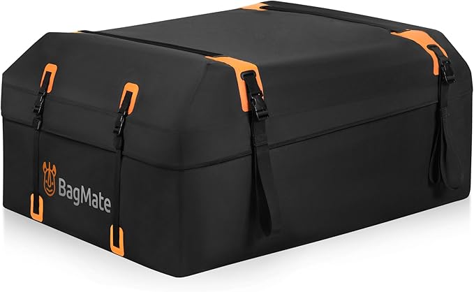 Waterproof Car Roof Bag - Car Rooftop Cargo Carrier Bag – 15 Cubic Ft Roof Rack Cargo Carrier, Includes Anti-Slip Mat, 4 Door Hooks, Reinforced Zipper/Buckle, with or Without Rack