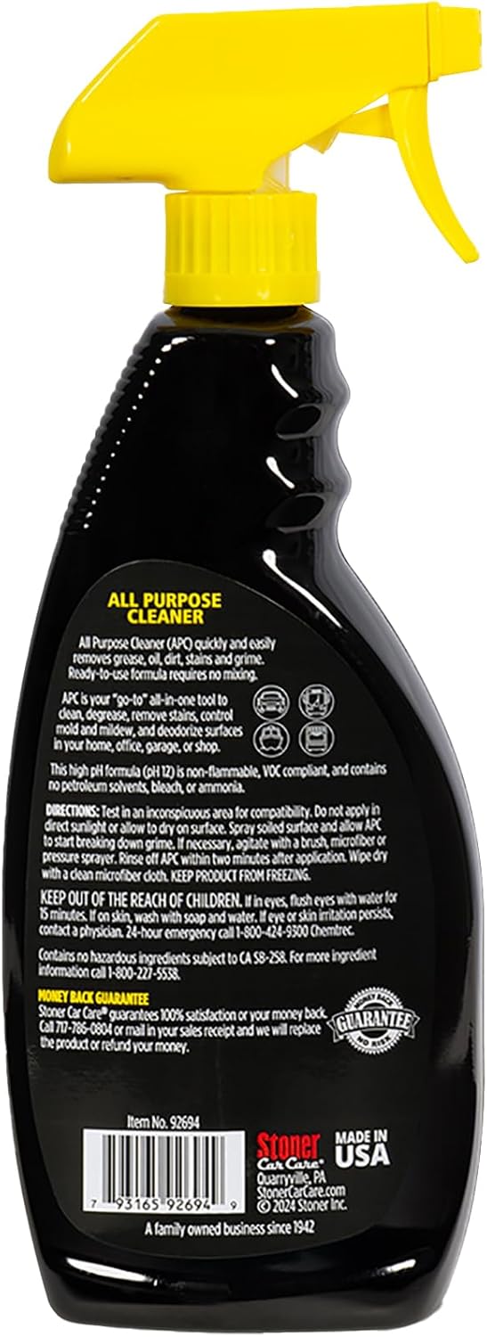 Stoner Car Care 92694 All Purpose Cleaner Powerful Water-Based Cleaner and Degreaser, Easily Removes Dirt, Grease, Stains, and More, Multi-Purpose, Multi-Surface, Ready to Use, 22 Fl Oz, Pack of 1