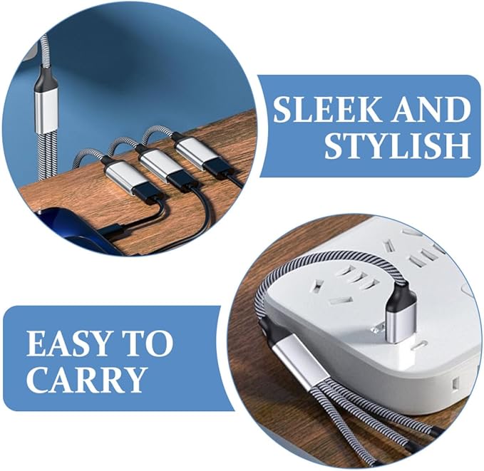 SHOWERORO Portable USB Splitter Cable Male to Female Multi-Function Hub for Laptop with Fast Data Transfer Compact Silver USB Power Expander
