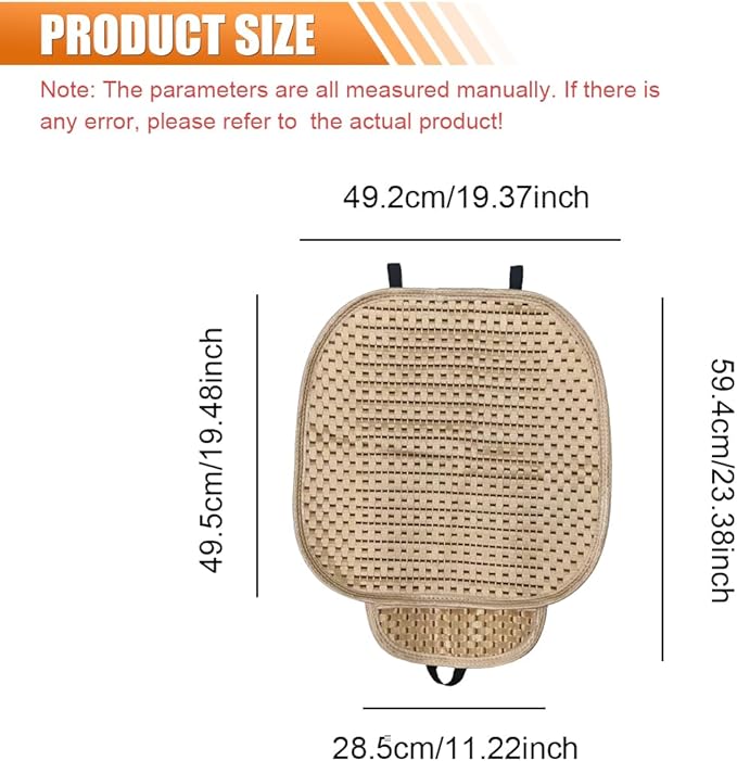 2PCS Ice Silk Car Seat Cushion, Breathable Cooling Anti-Slip Car Seat Protector Cushion with Storage Pocket, Universal Comfort Front Drivers Seat Cover Pad for Cars SUV Truck Interior (Beige)