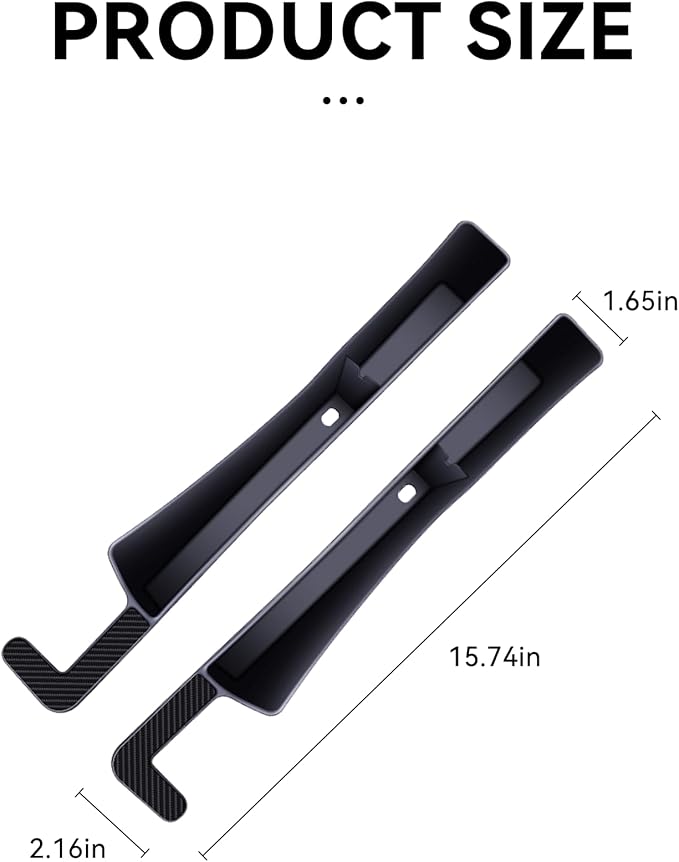 2PCS Car Seat Gap Filler, Automotive Seat Organizer Fill The Gap Between Seat and Console, Universal Car Storage Box Inserts Fill The Gap Between Seat &Console for Coins Wallets Keys (Black)
