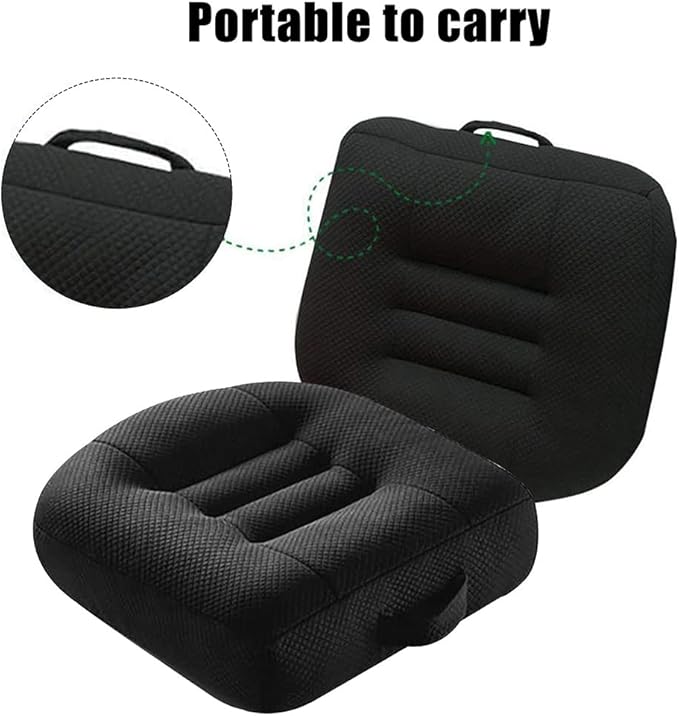 Car Booster Seat Booster Height Lifting Pad Breathable Mesh Portable Car Seat Cushion for Fatigue for Trucks, Cars, SUVs, Office Chairs, Wheelchair (Black)