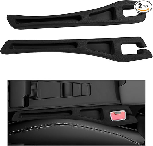 2 PCS Car Seat Gap Filler Organizer, No Drop Vehicle Seam Plug Organizer with Storage Slot, Multifunctional Console Side Gap Filler for Most Vehicles, Car Accessories (Black)
