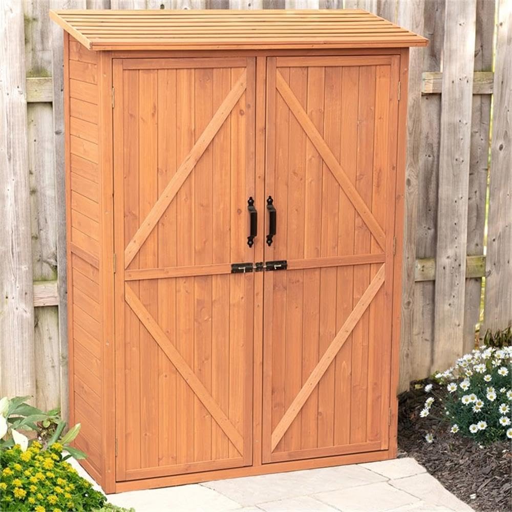 Leisure Season MCS5137 Multi Compartment Storage Cabinet - Brown - Indoor and Outdoor Shed for Garden, Patio, Shed, Backyard, Front Porch, Garage - Tool Organizer and Furniture with Shelves, Cabinets
