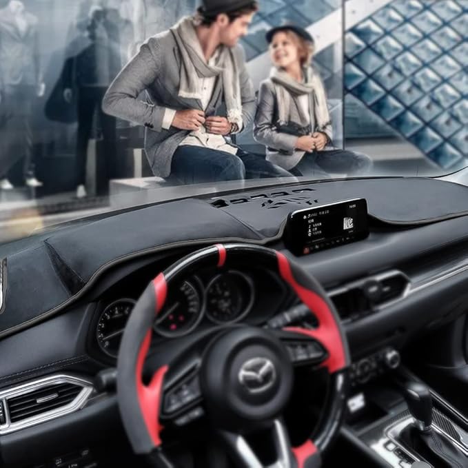 BEERTE Updated Custom Black Dash Cover Fit for Mazda CX-5 2026 2025-2017 Nonslip Dashboard Mat Flannel Sunshade Dashboard Protector (Without HUD)