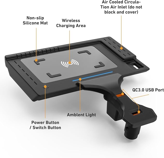 BMW X3/X4 Wireless Charge Custom-Compatible with BMW X3 2018-2024 and BMW X4 2019-2025, 15W Wireless Charger Pad Mat for BMW X3/X4, with QC 3.0 USB Fast Charging Port
