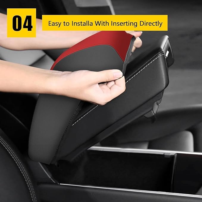 AOMSAZTO Console Covers for 2018-2023 Toyota Camry Black with Red Leather