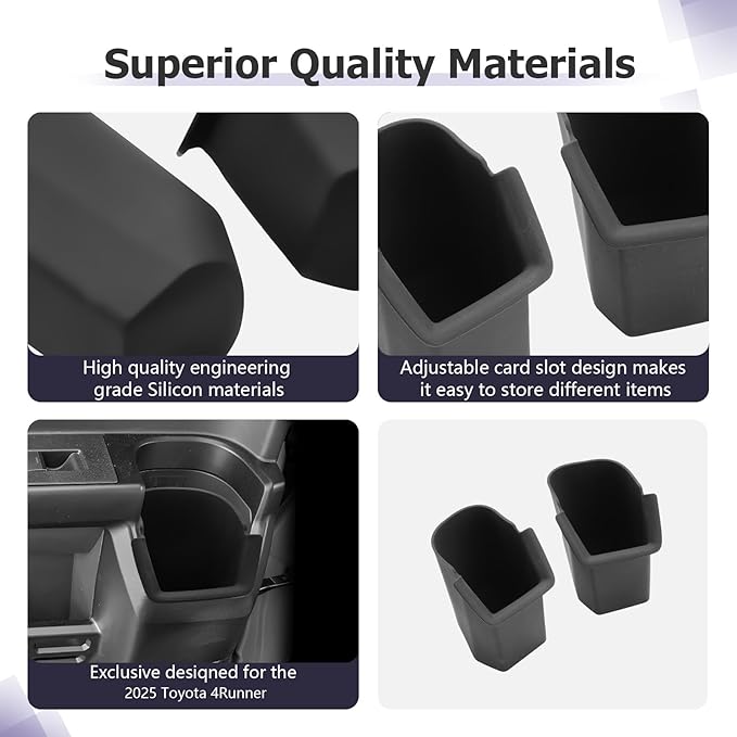 LUWU 2025 2026 4Runner Center Console Cup Holder Compatible with 2025 2026 Toyota 4Runner Interior Accessories Rear Seat Door Side Silicone Cup Holder Insert 4Runner 2026 Accessories