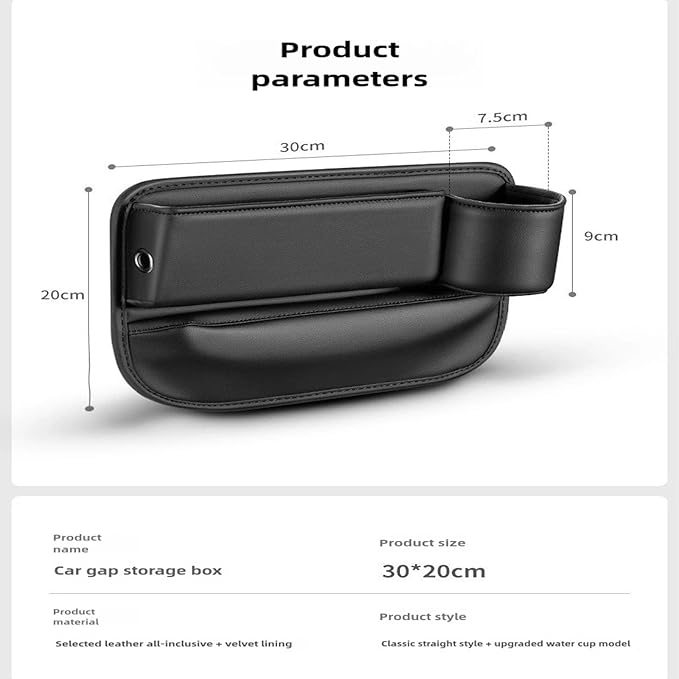 Car Seat Gap Organizer & Cup Holder Expander - Anti-Slip Design, Universal Fit for SUV/Truck, Prevent Phone/Keys Falling (Black)