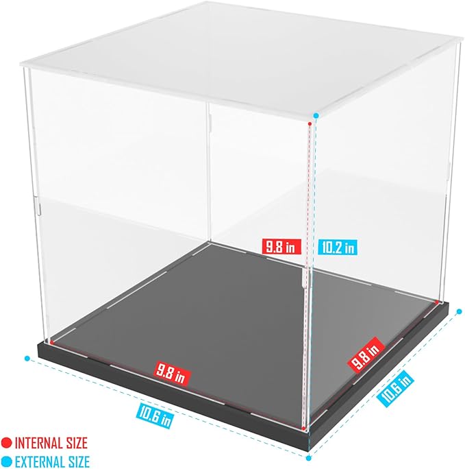 Choowin Acrylic Display Case for Lego Soccer Ball 43019 for Lego Taj Mahal 21056 10266 75318 76261 Thickened Clear Acrylic Display Cases for Collectibles Assemble Dustproof Display Box(Black Base)