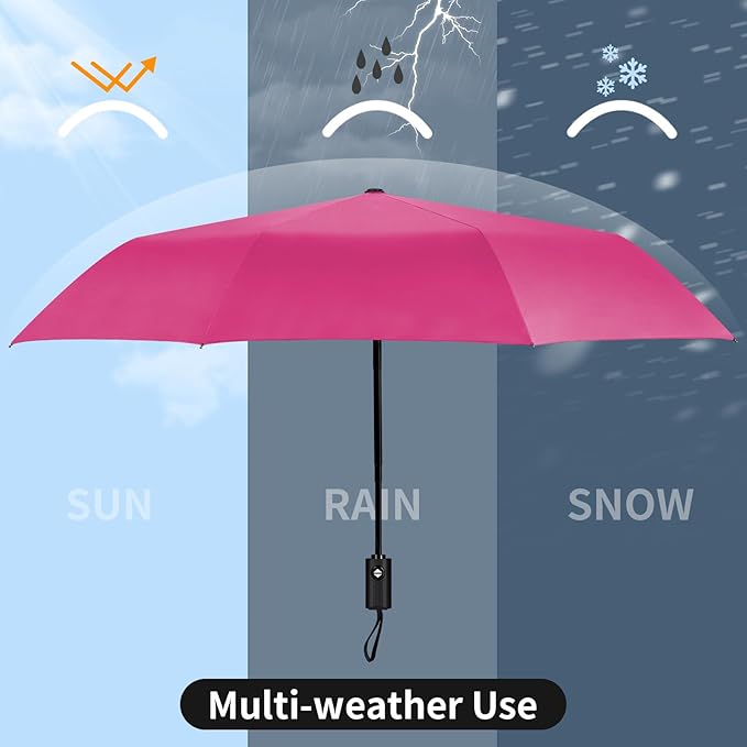 Yoobure Windproof Travel Umbrella - Automatic Umbrellas for Rain, Compact Folding Umbrella with UV Protection, Lightweight Portable Design for Backpack/Walking/Car, Sun & Storm Ready