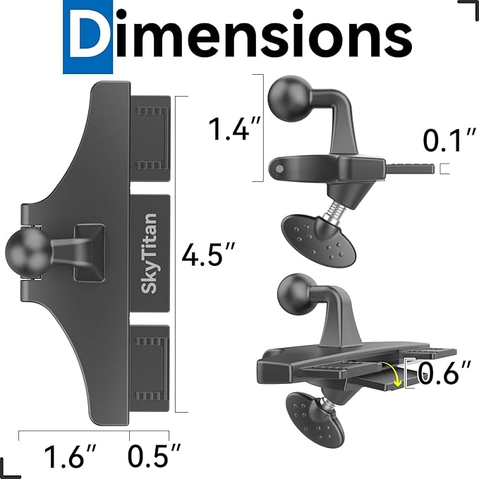 Replacement CD Slot Mounting Base 17mm Ball Mount Part for Car Phone Holder, Magnetic Mount, Tablet Holder, 360 Degree Rotation