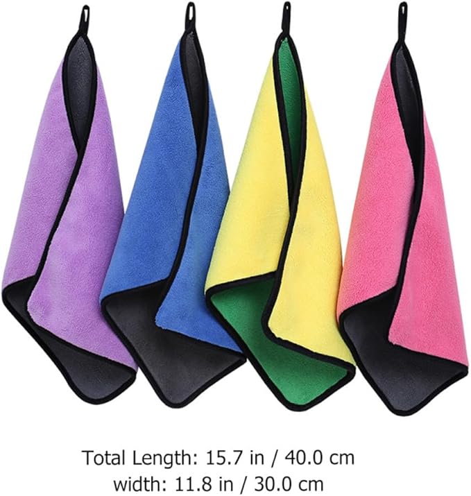 GALPADA 4pcs 30x40cm Dual-Tone Plush Fleece Car Wash Towels, Ultra Absorbent Microfiber Cleaning Cloths for Auto Detailing and Interior Care Random Color