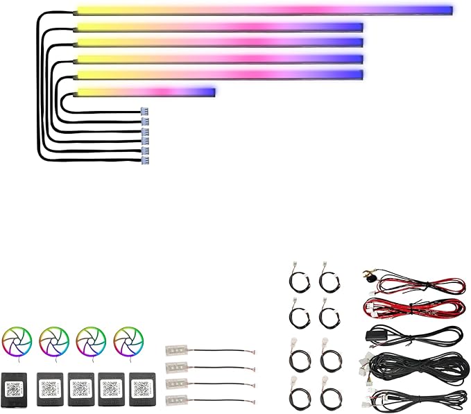 Acrylic Car Interior LED Lighting Kit, Interior Car Led Strip Lights， 22in-1 LED Fiber Optic Multi-Mode Standard Format Ambient Light, Suitable for Neon Lights of All Car Models.