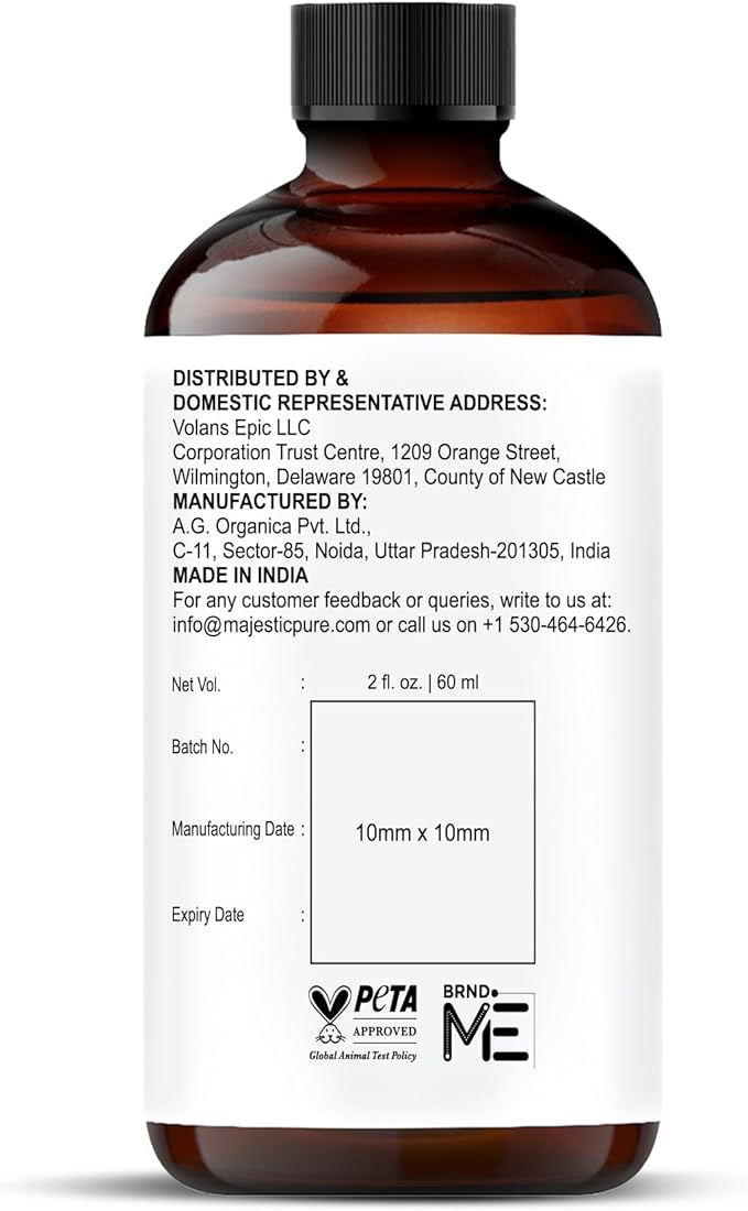 Majestic Pure Essential Oil with Glass Dropper - 100% Pure and Natural - Essential Oils for Diffuser, Aromatherapy, Soap and Candle Making, Vanilla Essential Oil, Vanilla Oil, 2 Fl Oz