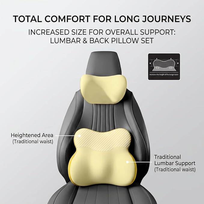 Car Headrest Pillow & Lumbar for Audi Q3 Sportback Anno 2012-2023, Car Seat Neck Pillow Back Support, Breathable All-Season Automotive Seat Cushions, 2PCS,A Black