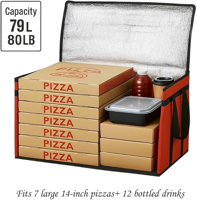 Bodaon Large 2-Pack Insulated Food Delivery Bag, XXXL Grocery Shopping/Catering/Pizza Cooler Bags, Rideshare Delivery Bag, Dashers Cold/Hot Styrofoam Carrier for Travel/Shopping/Catering/Car