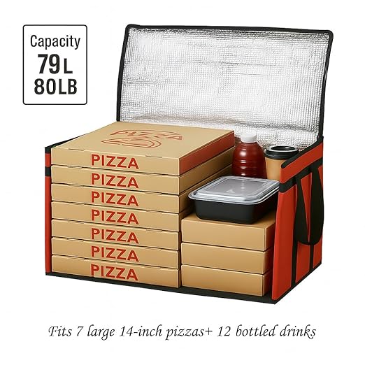 Bodaon 3-Pack Insulated Food Delivery Bag, XXXL Pizza Cooler Bags, Rideshare Delivery Bag, Warmer/Frozen, Cold/Hot Thermal Styrofoam Carrier for Car/Travel/Shopping/Catering