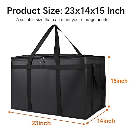 Bodaon 3-Pack Insulated Food Delivery Bag, XXXL Pizza Cooler Bags, Rideshare Delivery Bag, Thermal Cold/Hot Styrofoam Carrier for Catering/Shopping/Travel/Car, Warmer/Frozen