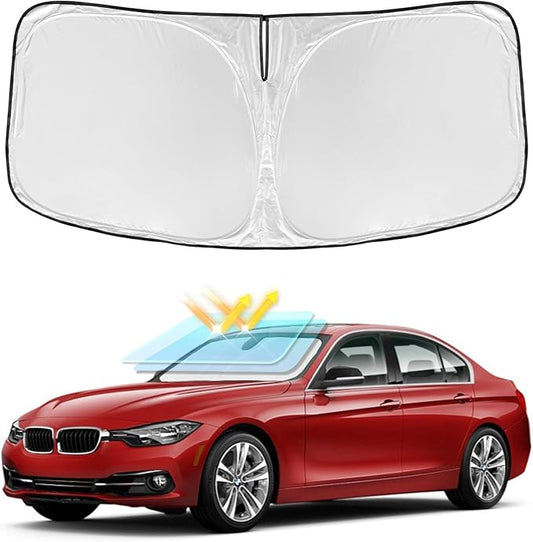 for BMW 3 Series320i 328d 330i 340i 330e 2013-2018 Windshield Sun Shade -4 Layers Sunshades for Front Windows Cover Custom Fit 3 Series F30/F31/F80/M3 Sun Visor Shade Blocks UV Rays Car Accessories