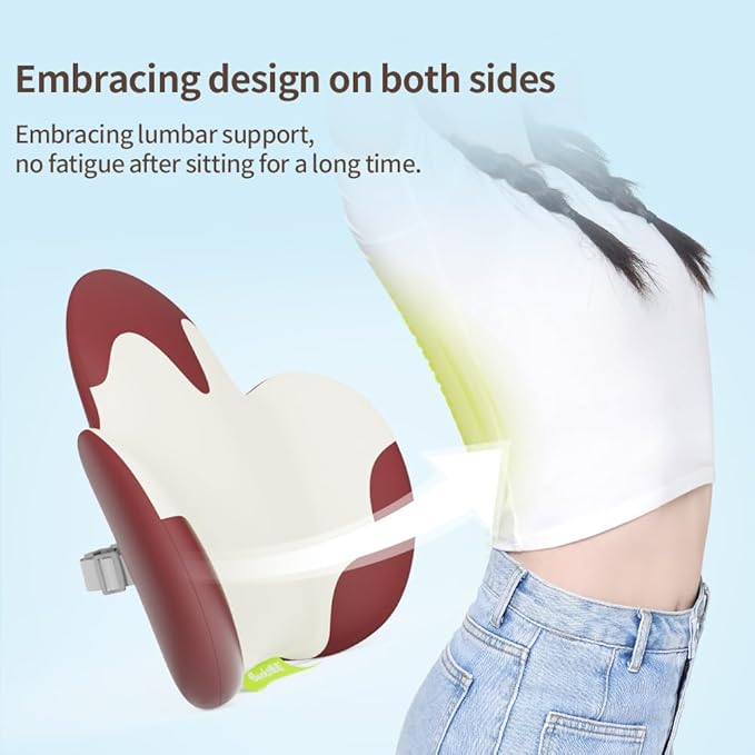 Lumbar Support Pillow for Office Chair, Gaming Chair, Car Driver Seat Back Cushion, Bed & Couch, Gifts for Friends and Parents,Ergonomic Back Support Pillow with Comfortable Memory Foam(Red/White)