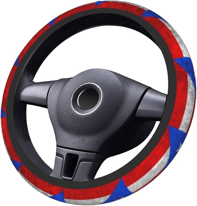 Boricua Puerto Rico Flag Steering Wheel Cover Frog Steering Wheel Cover Anti-Slip Breathable Universal for 15 Inch Car with 2 Pieces Car Coasters Suitable for Men Women